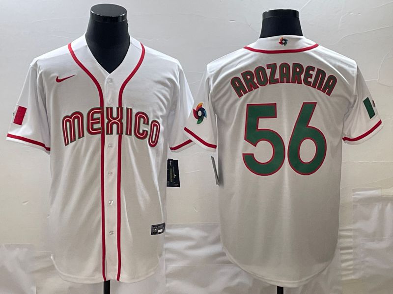 Men 2023 World Cub Mexico #56 Arozarena White green Nike MLB Jersey10